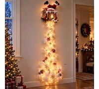 NourishNur Christmas Wall Lamp, Lighted Christmas Wall Decor with Santa Reindeer Snowman Train, 50cm LED Hanging Wall Light for Indoor Living Room Bedroom Holiday Party, A