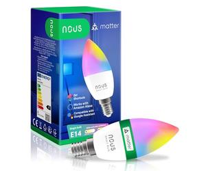 NOUS E14 Smart LED Colour Changing Lamp, WiFi Bulb Alexa Compatible, LED Lamp Colour Changing, App Controlled Light, Light Bulb Colour Changing, Smart Life/Tuya App, 2.4GHz WiFi