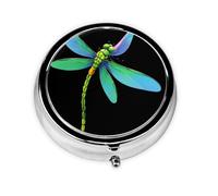 Nouveau Dragonfly Mini Round Pill Box, can be Put into Wallet, Pocket, Light and Convenient, 3 Compartment Pill Box, Portable Pill Box,