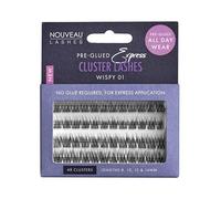 Nouveau Lashes Pre-Glued Express Cluster Lashes - Reusable & Customisable Lash Clusters - 8, 10, 12, 14mm Length - 44/48 Clusters Per Pack (Wispy 01)