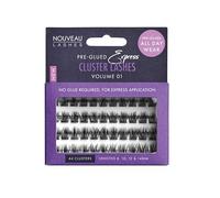 Nouveau Lashes Pre-Glued Express Cluster Lashes - Reusable & Customisable Lash Clusters - 8, 10, 12, 14mm Length - 44/48 Clusters Per Pack (Volume 01)
