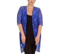 Nouvelle Collection Plus Size Women Floral Lace & Scallop Edge Kimono Cardigan Open Front (UK, Numeric, 14, Plus, Regular, Royal-Blue)