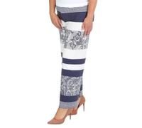 Nouvelle Women Plus Size Paisley Block Print Palazzo Trousers - Elastic Waist Wide Leg Pants Comfortable Lightweight Summer Lounge Bottoms (UK, Numeric, 20, 22, Regular, Regular, Blue)