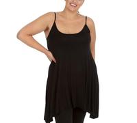 Nouvelle Women Plus Size Thin Strap Plain Tank Top Black L-XL