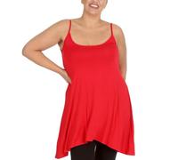 Nouvelle Women Plus Size Thin Strap Plain Tank Top Red 2XL