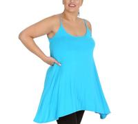 Nouvelle Women Plus Size Thin Strap Plain Tank Top Turquoise L-XL