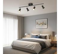 NOUVO Modern Black 4-Light Adjustable Track Light Fixture, Die-Cast Metal Ceiling Mounted Spotlight Rail, E26 Bulb Compatible for Indoor Ceiling Lights, Lights for Living Room (Bulbs Not Included)