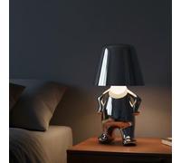 NOUVO Modern LED Table Lamp with Humanoid Design & Chrome Finish | Touch Dimming, USB Charging Port, E26 Base, Lighting for Bedroom, Living Room, Ideal Bedside Table Lamp, Silver Confident Pose