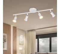 NOUVO Modern White 4-Light Adjustable Track Light Fixture, Die-Cast Metal Ceiling Mounted Spotlight Rail, E26 Bulb Compatible for Indoor Ceiling Lights, Lights for Living Room (Bulbs Not Included)