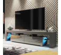 Nova TV Unit 200cm - A Spacious and Modern Cabinet with Gloss Doors and LED Lights Creative Furniture Dark Grey One Size