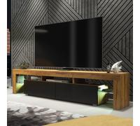 Nova TV Unit 200cm - A Spacious and Modern Cabinet with Gloss Doors and LED Lights Creative Furniture Dark Brown One Size