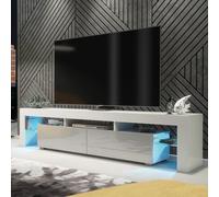 Nova 200cm TV Unit LED - White & Grey Gloss Doors