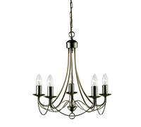 Nova 5 Arm Antique Brass Finished Chandelier