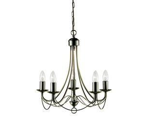 Nova 5 Arm Antique Brass Finished Chandelier