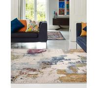 Nova Abstract Modern Rug for Living Room, Bedroom, Dining, Kitchen Hard Wearing Quality Soft Vibrant Multi Coloured Rug Mustard Multi NV22, Small 80x150 cm (2'6"x5')