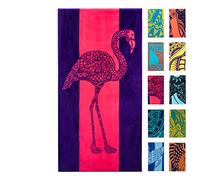 Nova Blue Flamingo Beach Towel - Pink and Purple with A Cute Design, Extra Large, XL (34”x 63”) Absorbent & Portable, Lightweight, Pink Beach Towel, Made from 100% Cotton
