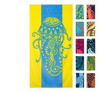 Nova Blue Jellyfish Beach Towel - Tropical Blue & Yellow Colors with A Unique Design, Extra Large, XL (34”x 63”) Made from 100% Cotton