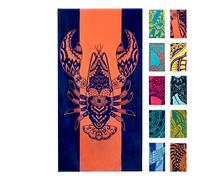 Nova Blue Lobster Beach Towel - 34" x 63" Solid Color Cotton Beach Towel with Tropical Design - Extra Large, XL Blue Striped Beach Blanket