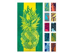 Nova Blue Pineapple Beach Towel - Yellow and Green with A Tropical Design, Extra Large, XL (34”X 63”) Tropical Fruit, Yellow Beach Towel with Unique Design Made from 100% Cotton