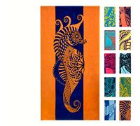 Nova Blue Seahorse Beach Towel - Blue and Orange with A Tropical Design, Extra Large, XL (34”x 63”) Vibrant, Bright, Colorful Pool Towel Made from 100% Cotton
