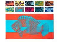 Nova Blue Tropical Fish Beach Towel (34 X 63) - Bright Red & Blue Packable Beach Towel Made from 100% Cotton - Vibrant Colorful Bath Towel - Turquoise Beach Blanket Towel