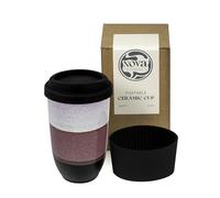 NOVA Ceramics Coffee Travel Mug - Reusable Coffee Cup - Microwave & Dishwasher Safe Coffee Green Tumbler - Gifts for Women Men Him Her - 12oz - Eclipse