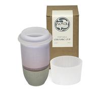 NOVA CERAMICS Coffee Travel Mug - Reusable to Go Mug - Microwave & Dishwasher Safe White & Purple Tumbler - Gifts for Women Men Him Her - 16oz - Horizon