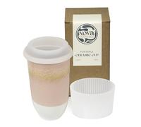 NOVA CERAMICS Travel Mug On the Go Coffee Mug Microwave & Dishwasher Safe Green Tumbler - Gifts for Women Men 16oz Afterglow
