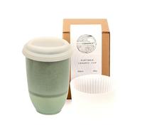 NOVA CERAMICS Travel Mug On The Go Coffee Tumbler Microwave & Dishwasher Safe Green Coffee Tumbler - Gifts for Women Men Him Her 12oz Emerald
