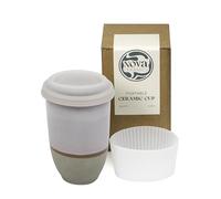 NOVA CERAMICS Travel Mug - Portable Coffee Tumbler - Unique to Go Mug - Microwave & Dishwasher Safe Purple Coffee Tumbler - Gifts for Women Men Him Her - 12oz - Horizon