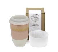 NOVA CERAMICS Travel Mug - Travel Coffee Mug - Iced Coffee Cup Unique to Go - Microwave & Dishwasher Safe Coffee Pink Tumbler - Gifts for Women Men Him Her - 12oz - Afterglow