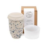 NOVA CERAMICS Travel Mug - Travel Size Mug - Reusable Coffee Mug Unique to Go Mug - Microwave & Dishwasher Safe Coffee White & Blue Tumbler - Gifts for Women Men Him Her - 12oz - Orchid