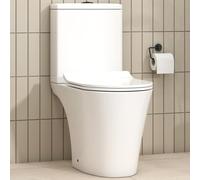 Nova Close Coupled Toilet White Rimless with Dual Flush Cistern Quick Release Slim Soft Close Seat Round Shape Bathroom WC - Modren Design