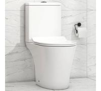 Nova Close Coupled Toilet with Gloss White Rimless with Dual Flush Cistern & Quick Release Slim Soft Close Seat Round Shape Bathroom WC - Modren Design