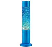 NOVA Colour Glitter Lamp, Blue Tinted Glass, Brushed Blue Aluminium 15Inch