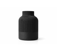 Nova Decorative Vase Modern Ribbed - Minimalist Flower Vase for Living Room, Table & Shelf - Scandinavian Design Vase - 3D Print Decoration (Black, 16 cm)