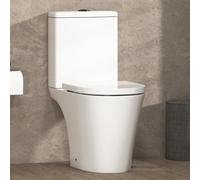 Nova Rimless Close Coupled Toilet Gloss White Round Pan with Quick Release Soft Close Seat and Dual Flush Cistern
