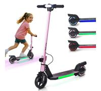 Nova S150 Electric Scooter Kids Foldable E Scooter For Ages 6-12 Boys & Girls | 3 Speed Modes (5/10/15KMH) | 6-10KM Range, Dual Braking, RGB/LED Lights | Lightweight | 21.6V/2.5Ah Battery (PINK)