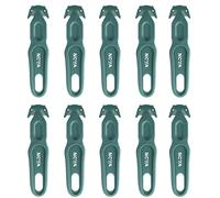 Nova Safety Cutter Tool, Safety Box Cutter Knife, Ergonomic Film Cutting Blade, Box, Strap, Carton, Package, Envelope and Letter Opener (10 Piece - Green)