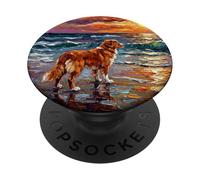 Nova Scotia Duck Tolling Retriever at the Beach Dog Artwork PopSockets Adhesive PopGrip