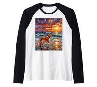 Nova Scotia Duck Tolling Retriever at The Beach Dog Artwork Raglan Baseball Tee