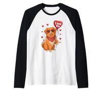 Nova Scotia Duck Valentine Heart I Love You Dog Lovers Raglan Baseball Tee
