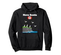 Nova Scotia Puffins on Sea Cliff Canada flag trip Souvenir Pullover Hoodie