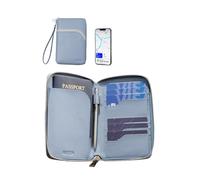 Nova Smart Passport Holder, RFID Blocking passport wallet for Women, Passport Case w/Secure Apple Find My Function for Travel, Large organizer for 2 Passports, cash, Secure zippered & wrist lanyard