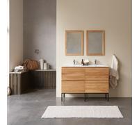 Nova - Solid oak and ceramic vanity unit 120 cm White