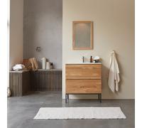 Nova - Solid oak and ceramic vanity unit 80 cm White