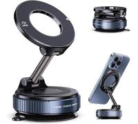 NOVA TECH 2026 Upgraded Magnetic Phone Holder, 360° Rotating Adjustable and Foldable Vacuum Adsorption Car Phone Mount Low Noise for iPhone & Android for Car/Gym/Mirror/Smooth Surface (BLACK)
