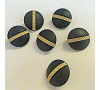 Nova Trimmings Black & Gold Shank Buttons 20 mm x 5 Buttons