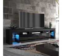 Nova Tv Unit 200Cm Black High Gloss Doors With Led Lighting - Creative Furniture