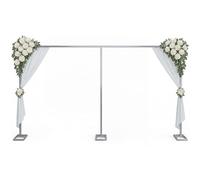 Novabright 10x20ft Backdrop Stand Heavy Duty Pipe and Drape Backdrop Stand for Wedding and Ceremonies, Adjustable Pipe Kit Curtain Frame for Wedding Party Celebration Stage (Silver,Rectangular Base)
